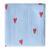 Studio Noos | Swaddle 70x70cm light blue hearts
