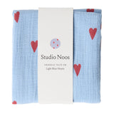 Studio Noos | Swaddle 70x70cm light blue hearts