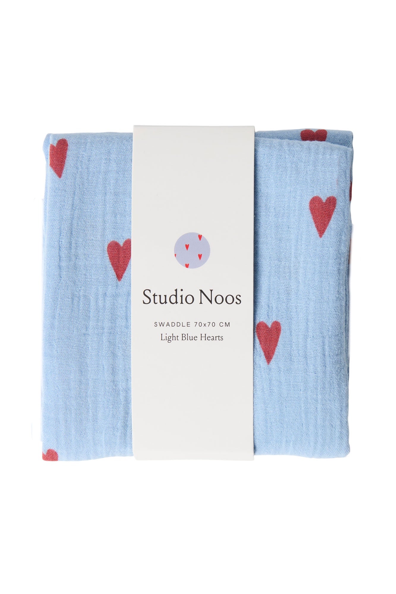 Studio Noos | Swaddle 70x70cm light blue hearts