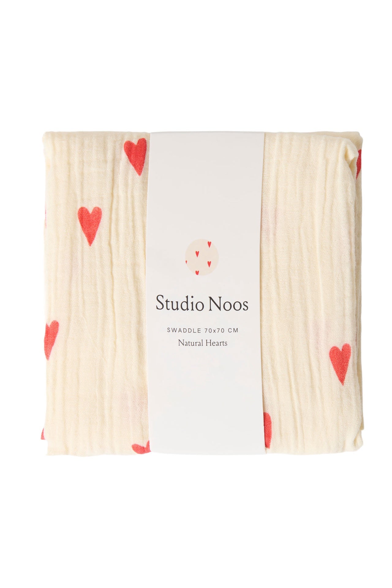 Studio Noos | Swaddle 70x70cm natural hearts