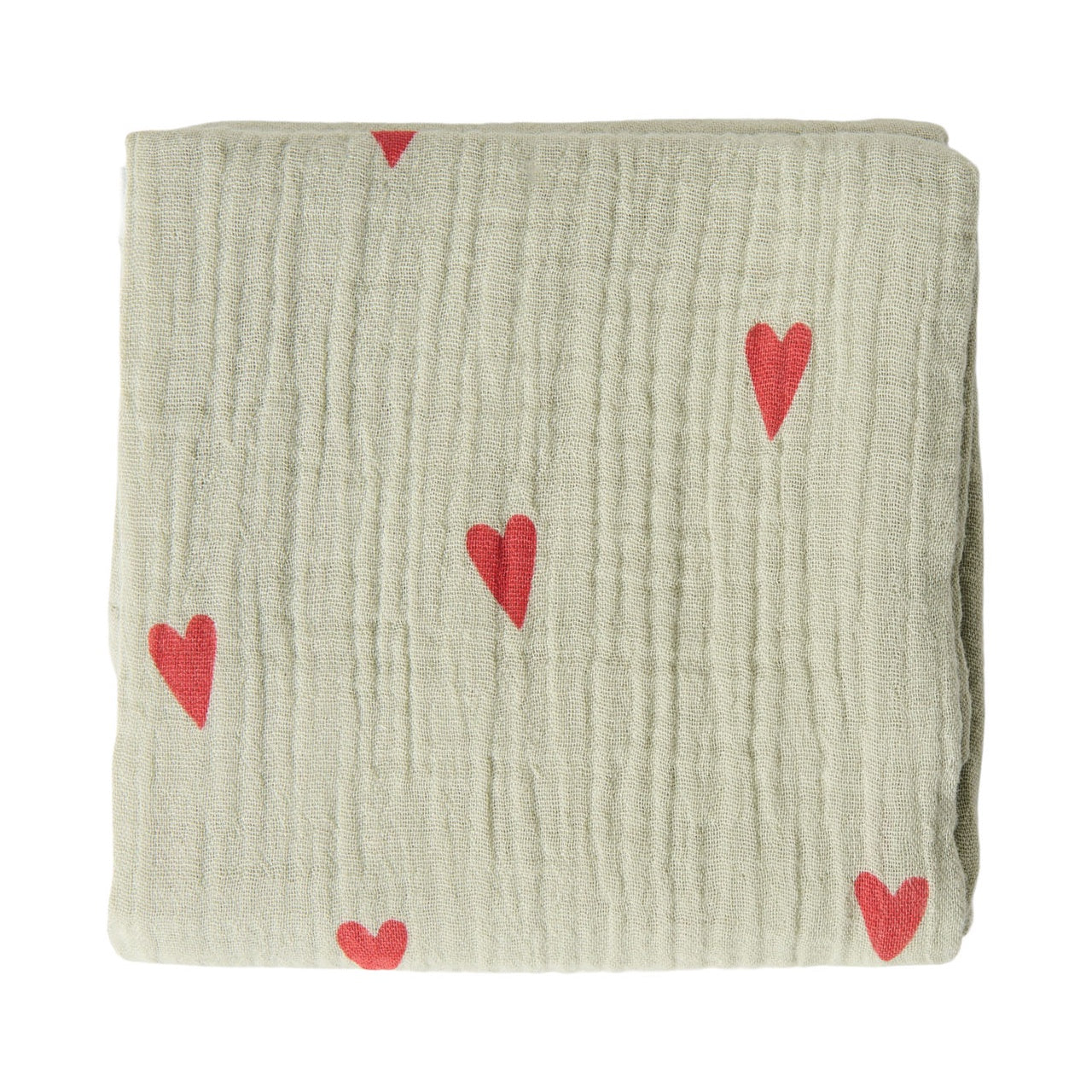 Studio Noos | Swaddle 70x70cm sage green hearts