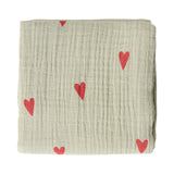 Studio Noos | Swaddle 70x70cm sage green hearts