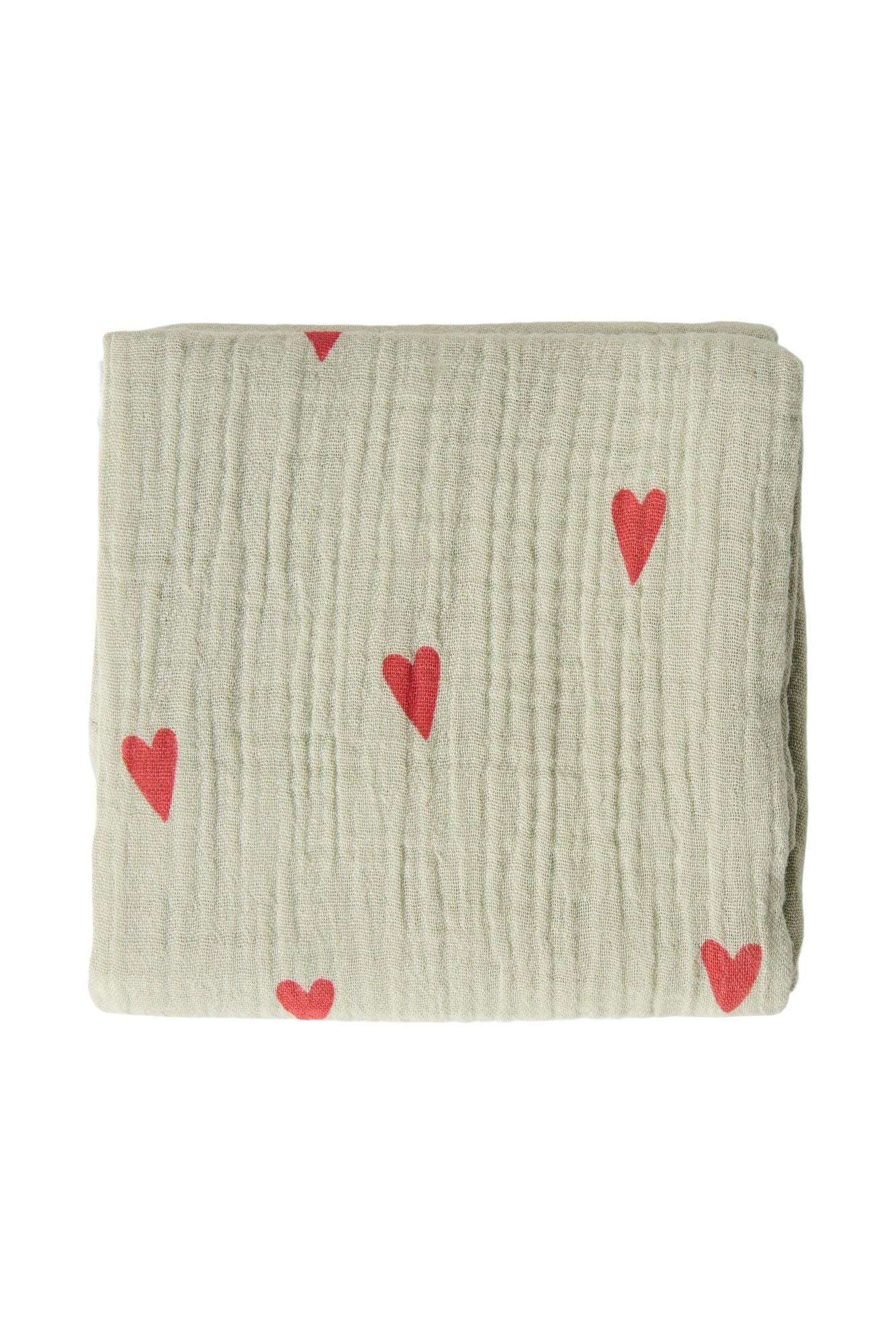 Studio Noos | Swaddle 70x70cm sage green hearts