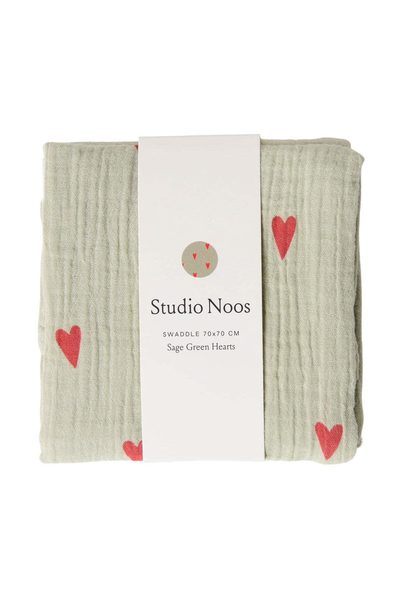 Studio Noos | Swaddle 70x70cm sage green hearts