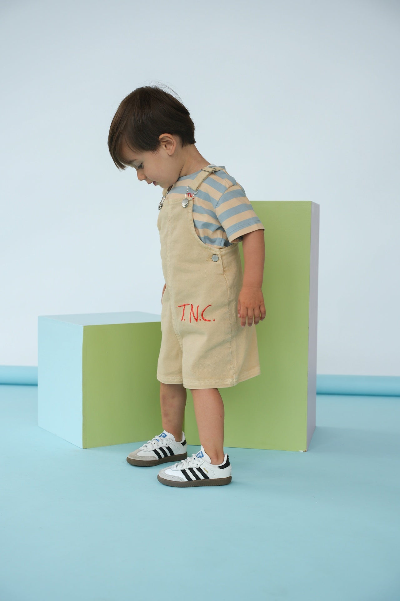 The New Chapter | T-shirt Bo blue beige stripes