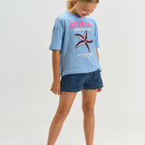The New Prima regular fit denim shorts medium blue denim aop