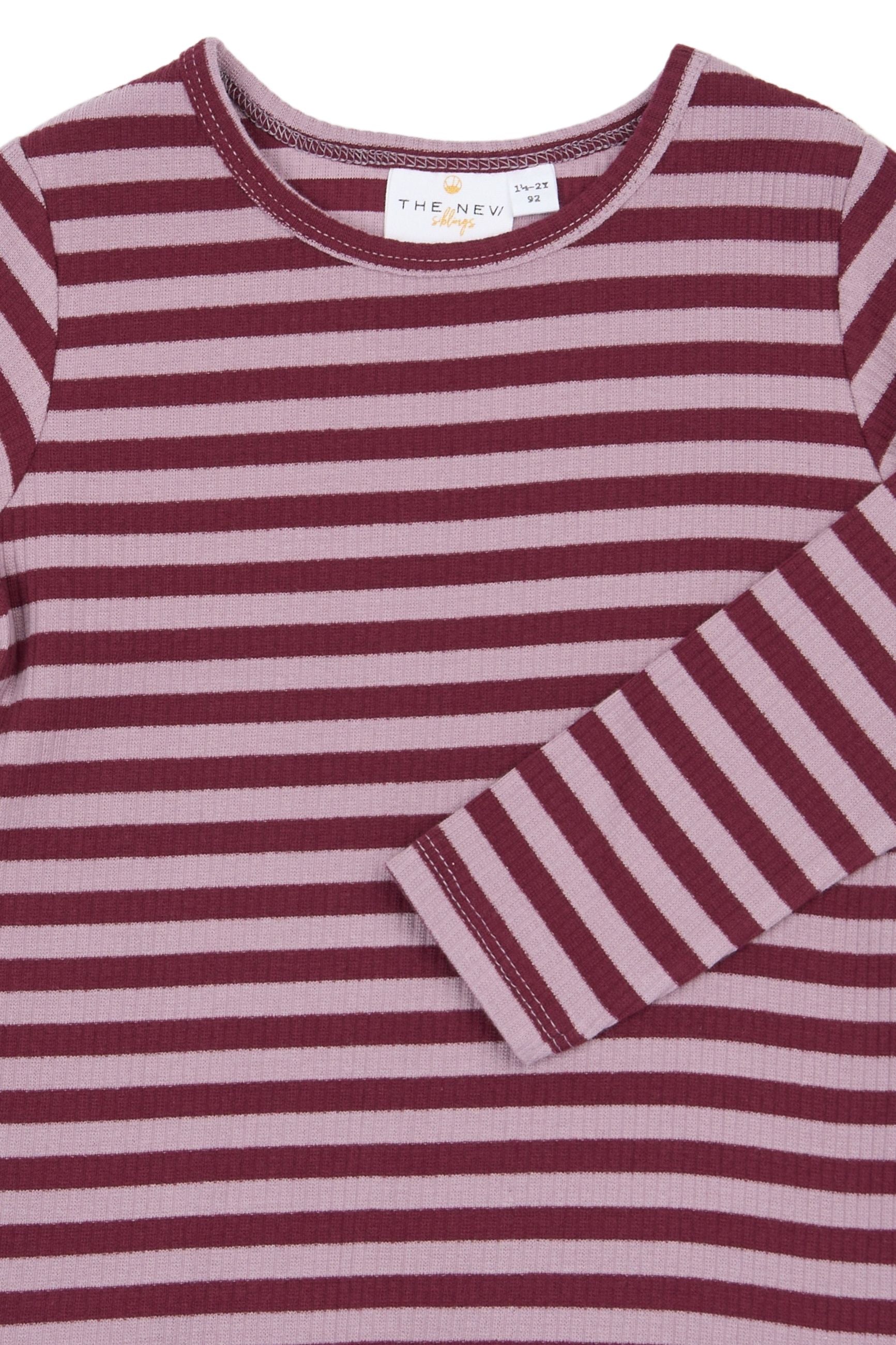 The New Siblings | Fro L_S Rib Tee | Elderberry Striped