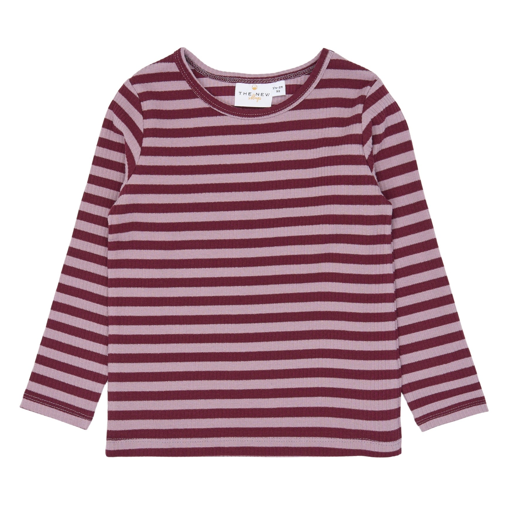 The New Siblings | Fro L_S Rib Tee | Elderberry Striped