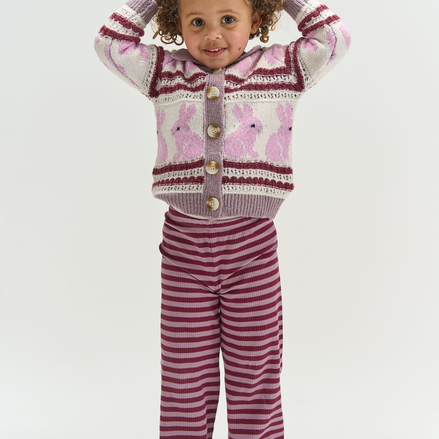The New Siblings | Fro Wide Rib Pants | Elderberry Striped