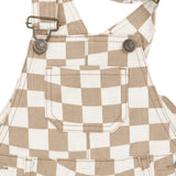 The New Siblings Twill short dungarees humus check