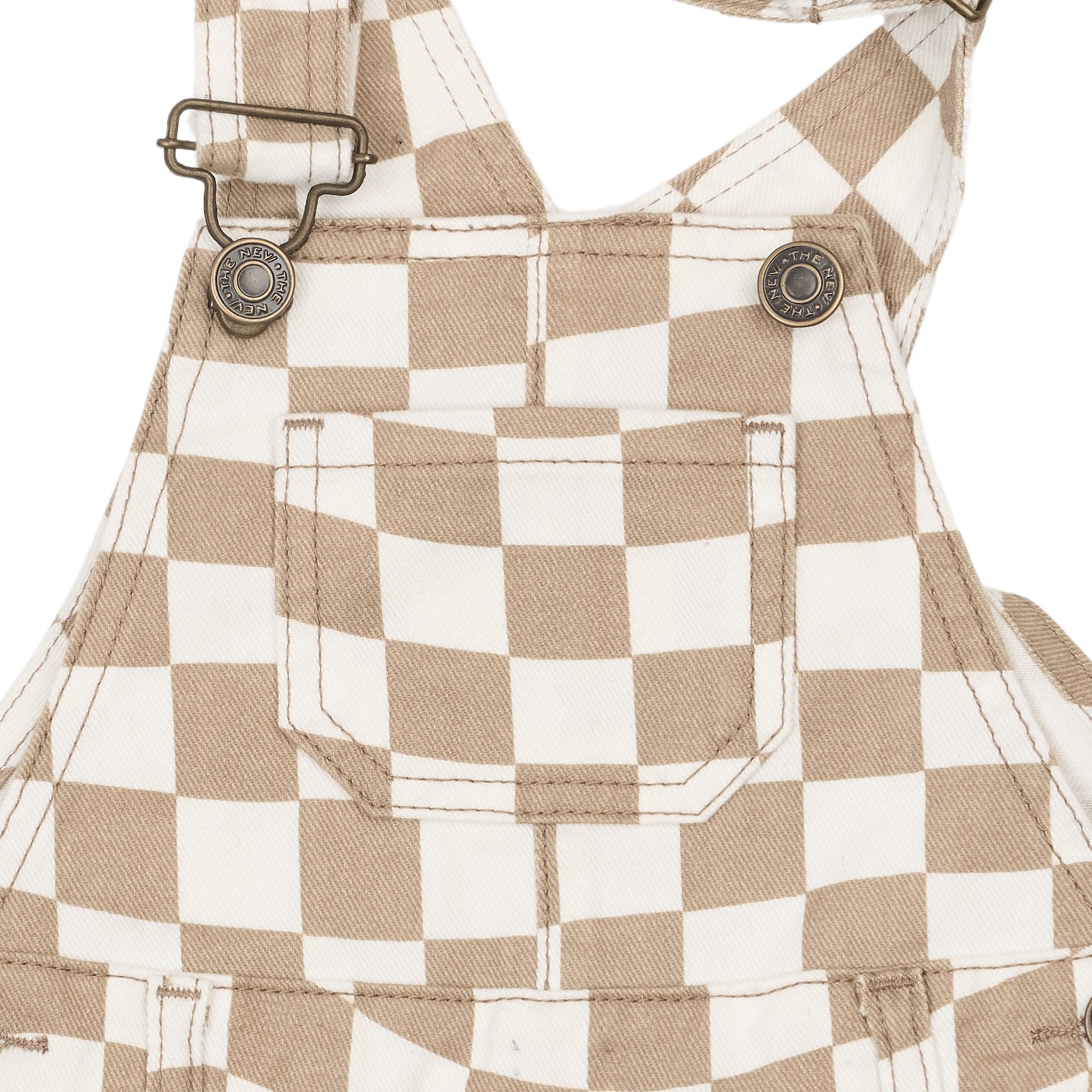 The New Siblings Twill short dungarees humus check