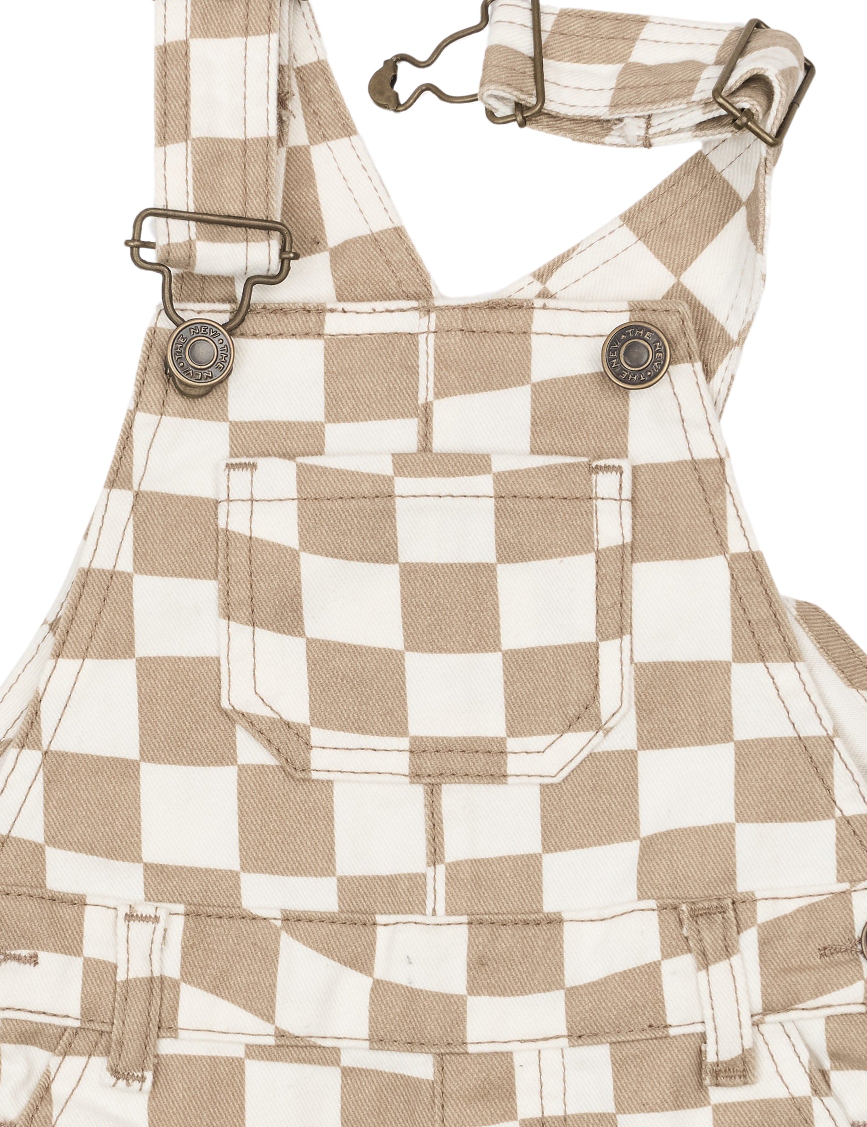 The New Siblings Twill short dungarees humus check