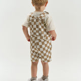 The New Siblings Twill short dungarees humus check