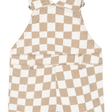 The New Siblings Twill short dungarees humus check