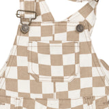 The New Siblings Twill short dungarees humus check