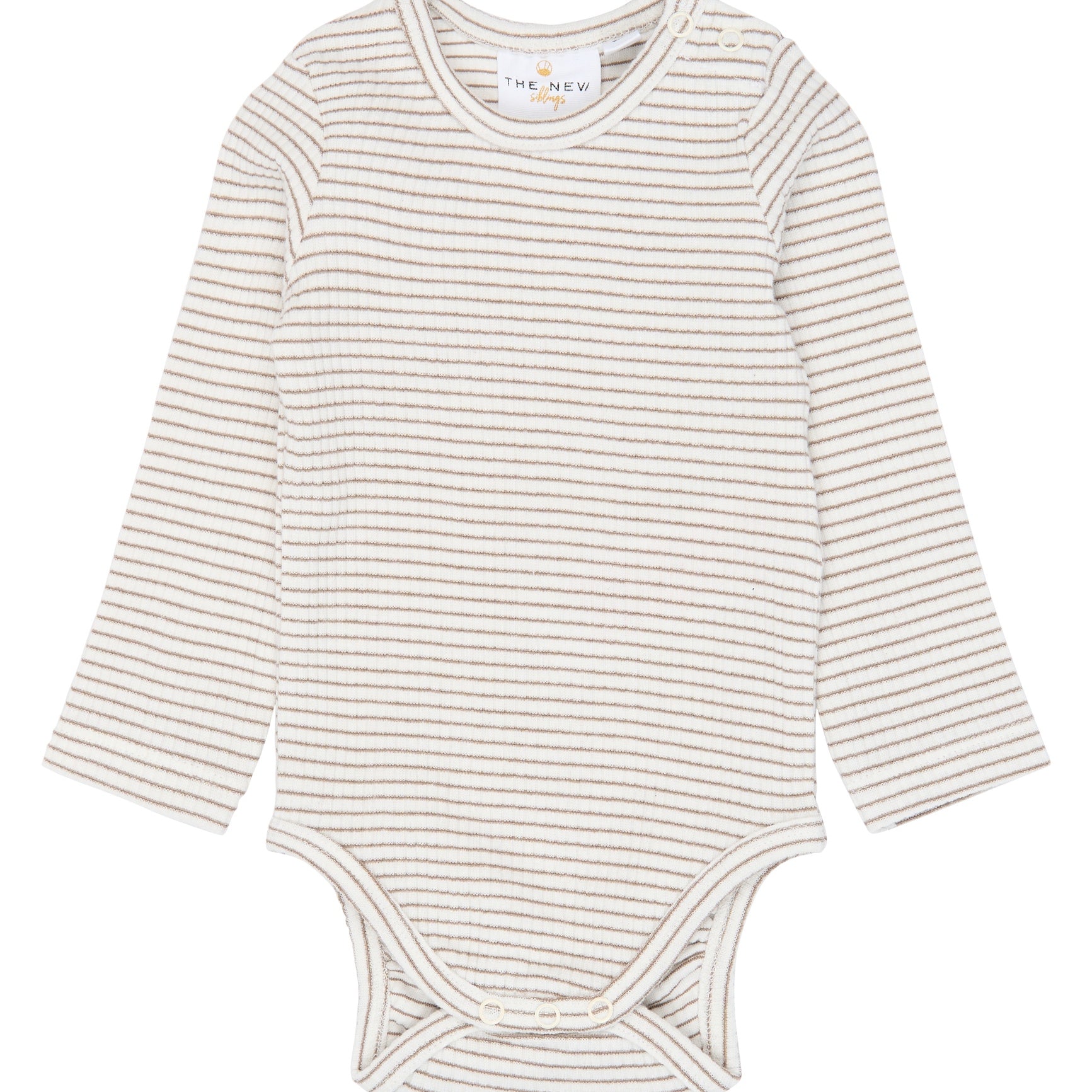 The New Siblings | Vitus L-S Rib Body | Taupe gray striped