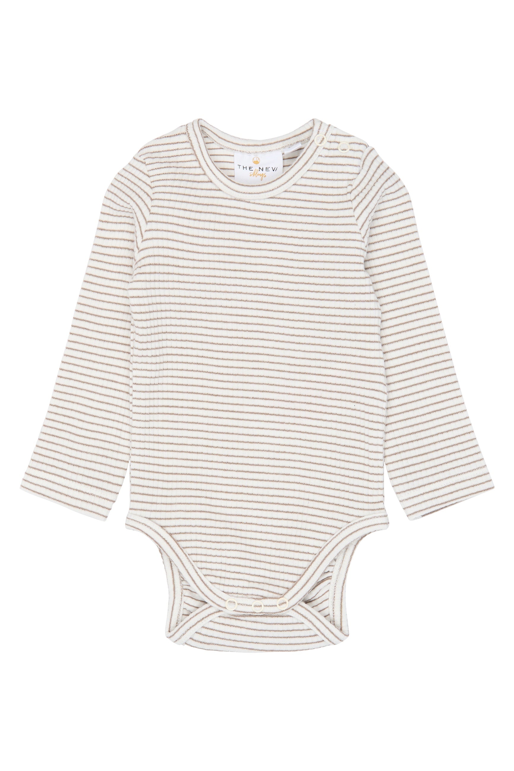 The New Siblings | Vitus L-S Rib Body | Taupe gray striped