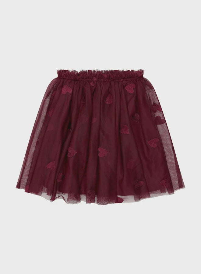 The New | TNVohanna Mesh Skirt | Burgundy EMB TN