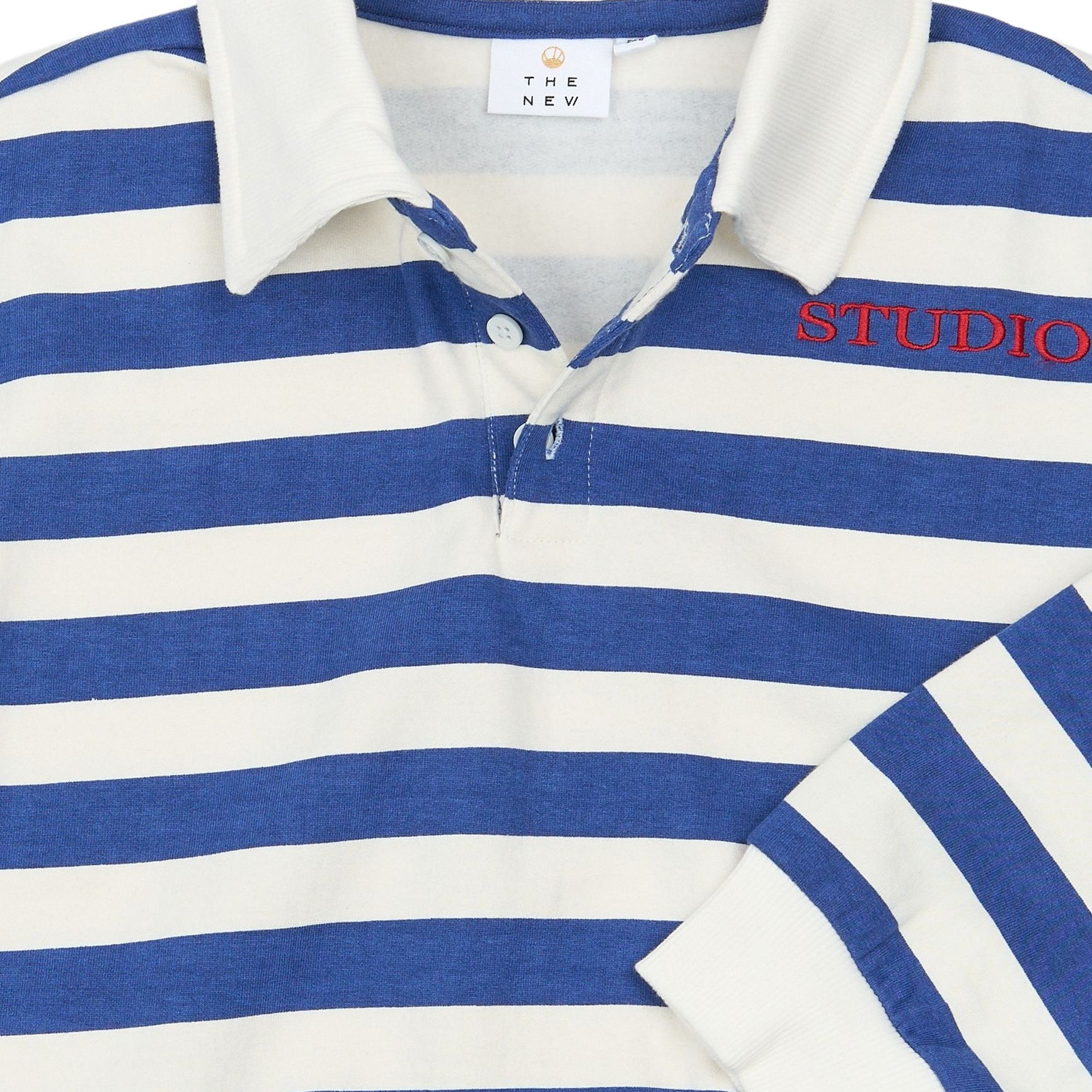 The New | Vidar Polo Sweatshirt | Mazarine Blue Striped