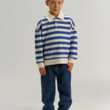 The New | Vidar Polo Sweatshirt | Mazarine Blue Striped