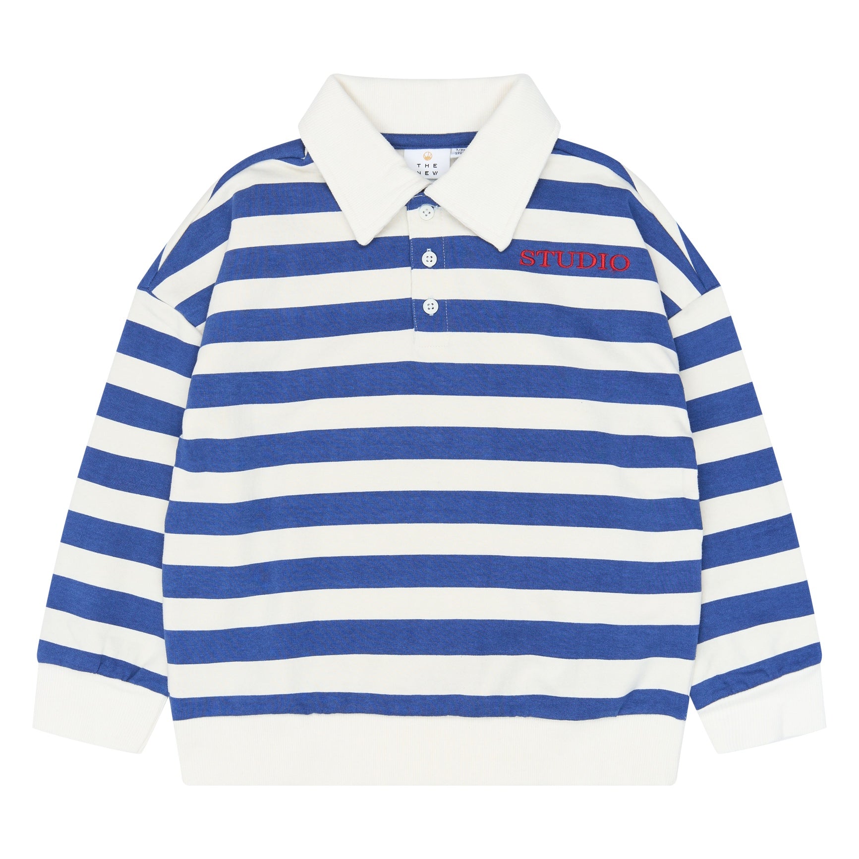 The New | Vidar Polo Sweatshirt | Mazarine Blue Striped