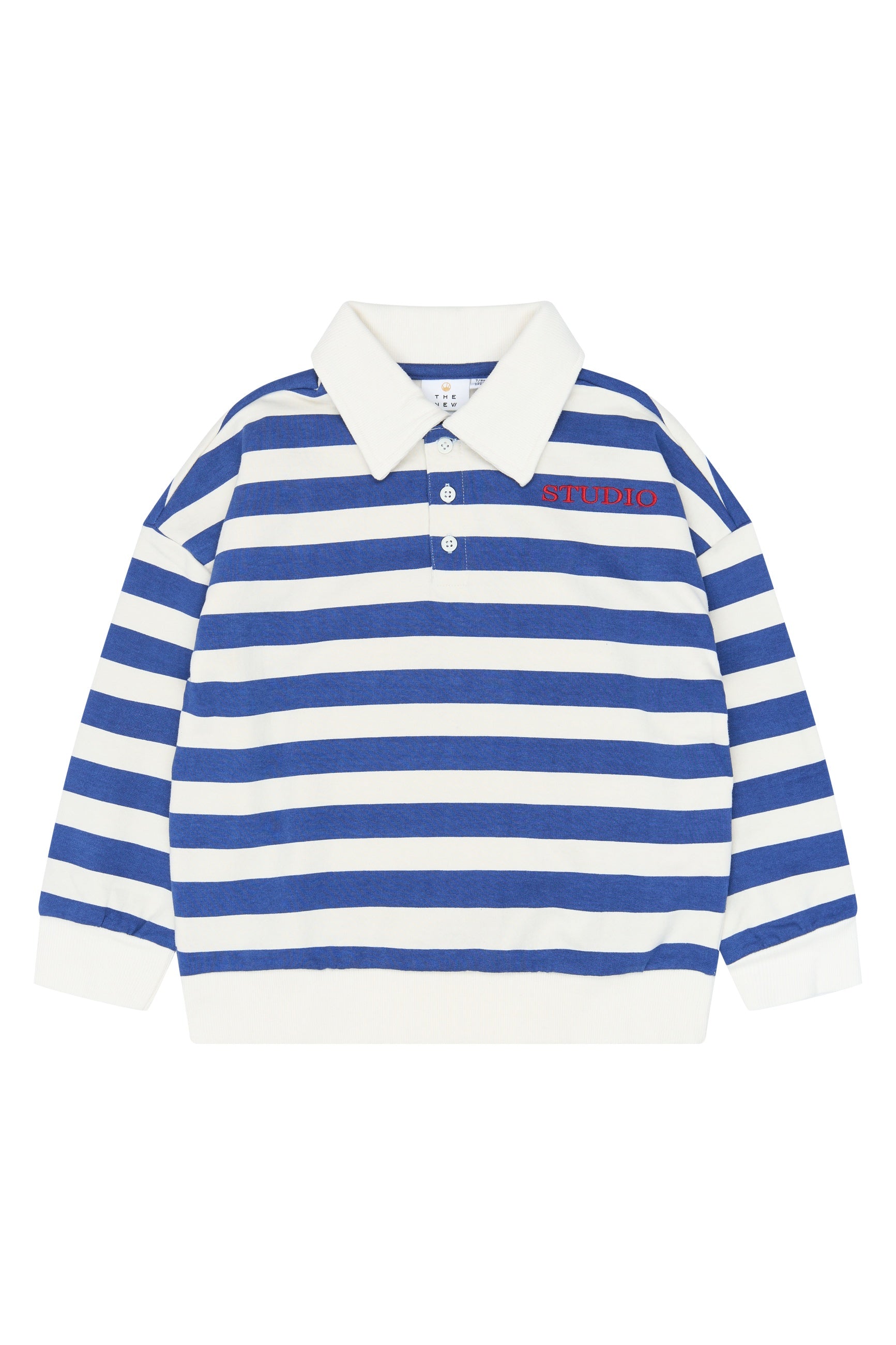 The New | Vidar Polo Sweatshirt | Mazarine Blue Striped