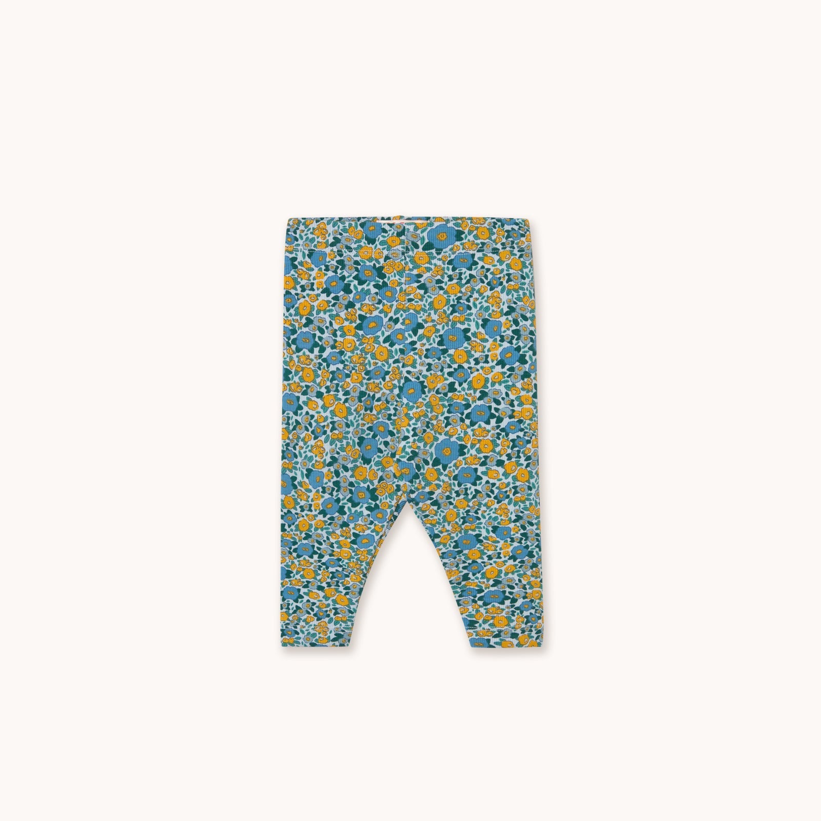 Tinycottons | Flower Pattern Rib Baby Pant | Washed Blue