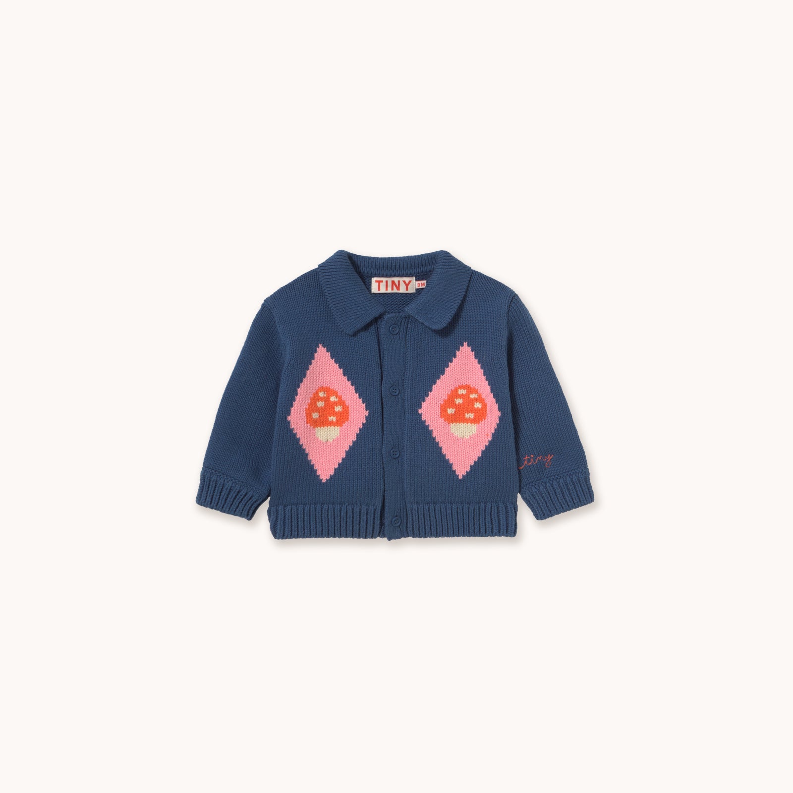 Tinycottons | Mushroom Diamonds Baby Cardigan | Stone