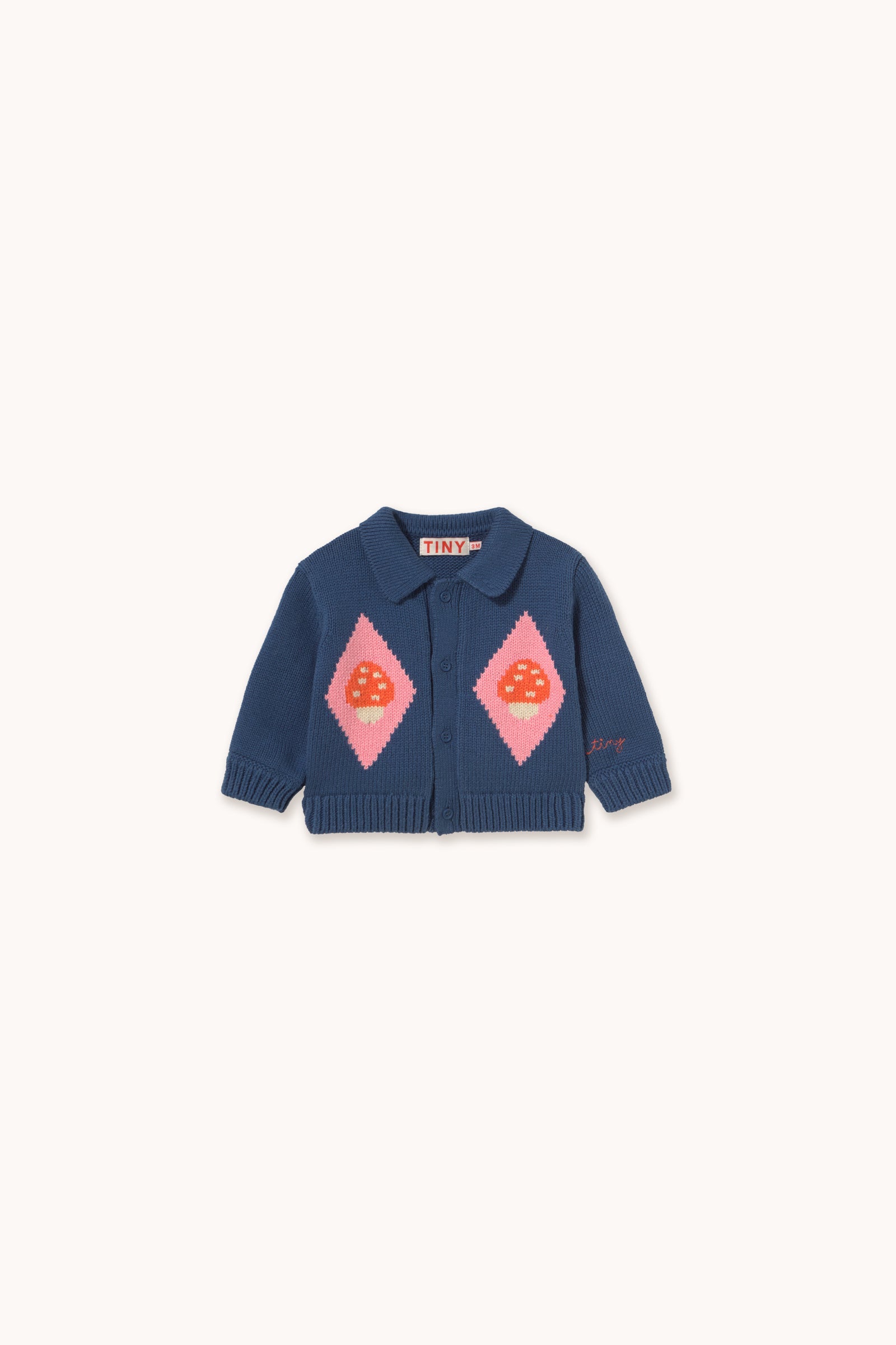 Tinycottons | Mushroom Diamonds Baby Cardigan | Stone