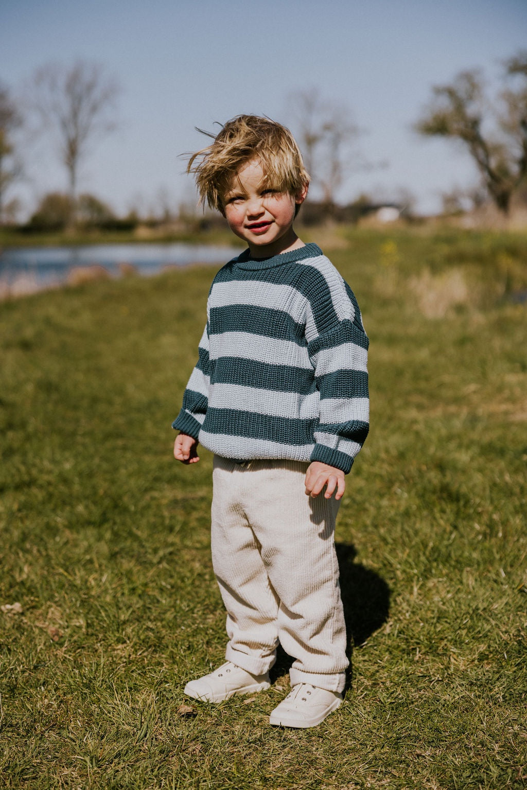 Yuki | Stripes knitted sweater | Blue bird