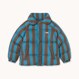 Tinycottons | Blue-Cacao Stripes Short Padded Jacket | Dark Cyan