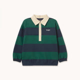 Tinycottons | Navy Stripes Polo Sweatshirt | Dark Green