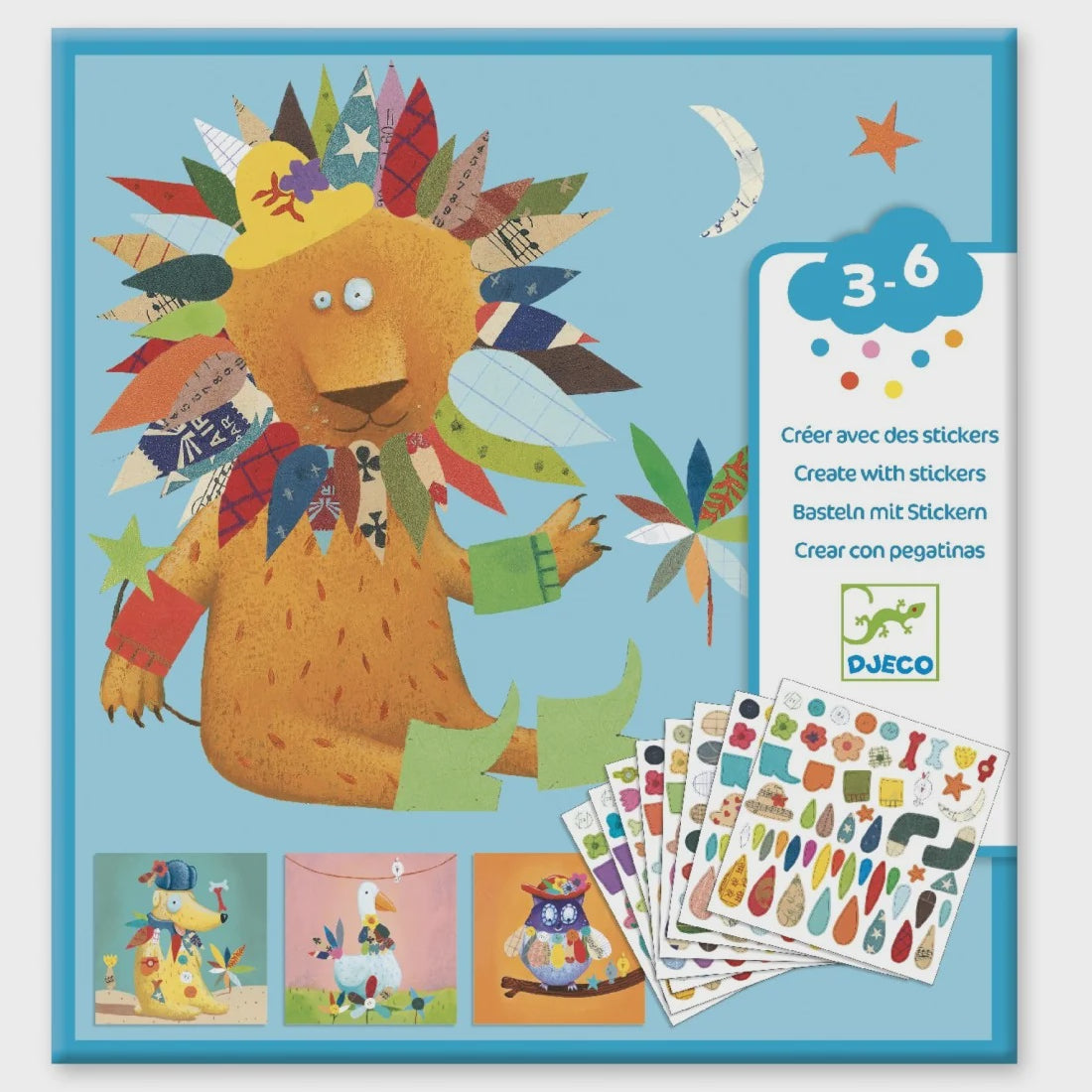 Djeco | Creeeren met stickers | Dieren