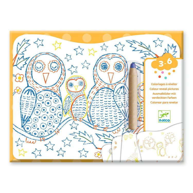 Djeco | Verborgen kleurplaten | Dierenfamilies in het bos