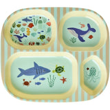 Rice | Melamine bord 4 vakken - Blauw oceaan print