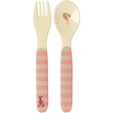 Rice | Vork en lepel set - Koraal oceaan print