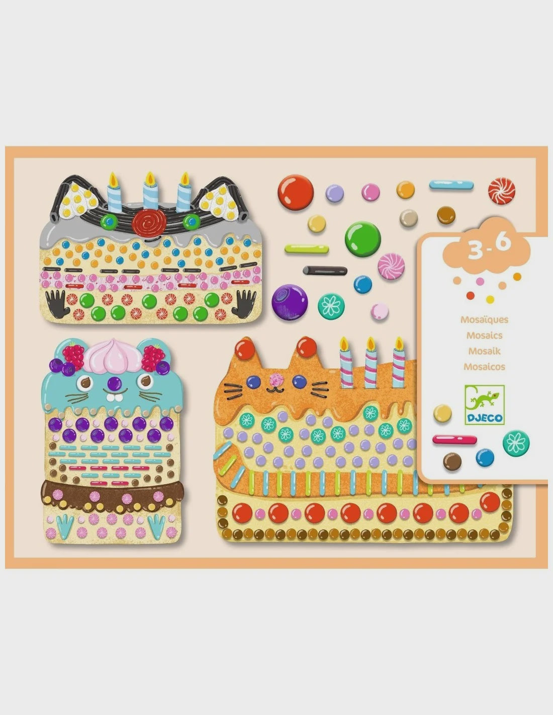 Djeco | Mozaiek Taart en snoepjes